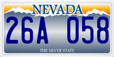 NV license plate 26A058