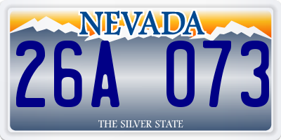 NV license plate 26A073