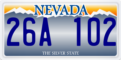 NV license plate 26A102