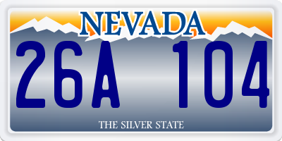 NV license plate 26A104