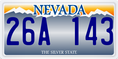 NV license plate 26A143