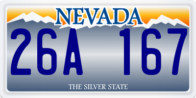 NV license plate 26A167