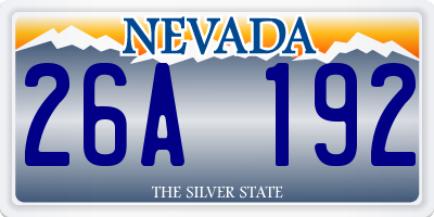 NV license plate 26A192