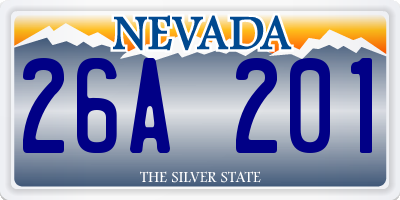 NV license plate 26A201