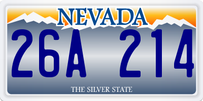 NV license plate 26A214