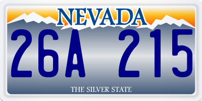 NV license plate 26A215
