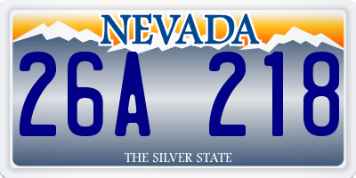 NV license plate 26A218