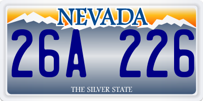 NV license plate 26A226