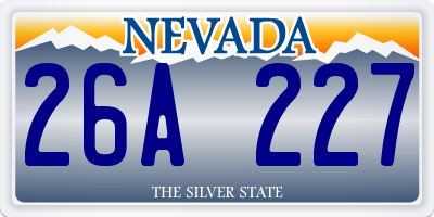 NV license plate 26A227