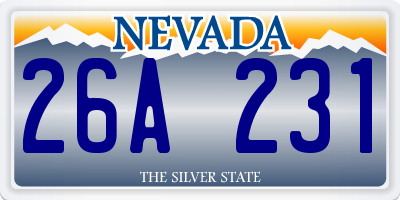 NV license plate 26A231