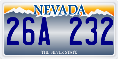 NV license plate 26A232