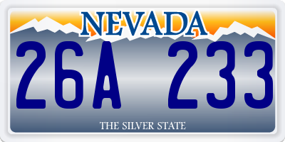 NV license plate 26A233