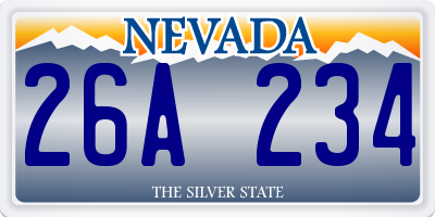 NV license plate 26A234