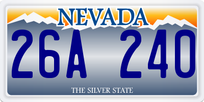 NV license plate 26A240
