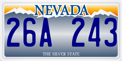 NV license plate 26A243