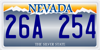 NV license plate 26A254