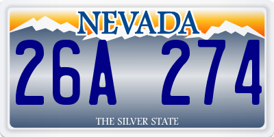 NV license plate 26A274