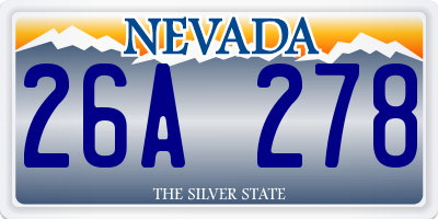 NV license plate 26A278
