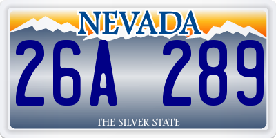NV license plate 26A289