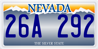 NV license plate 26A292