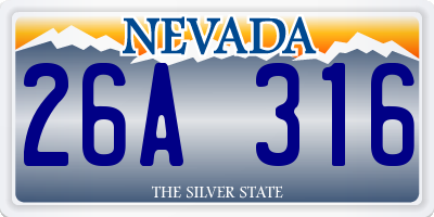 NV license plate 26A316