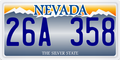 NV license plate 26A358