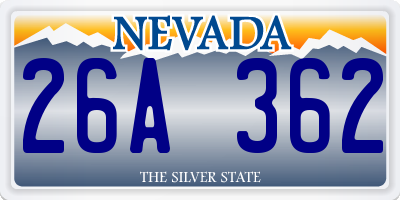 NV license plate 26A362