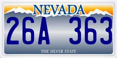 NV license plate 26A363