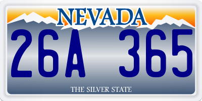 NV license plate 26A365