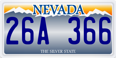 NV license plate 26A366