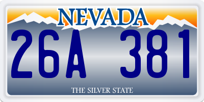 NV license plate 26A381