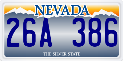 NV license plate 26A386