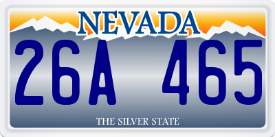 NV license plate 26A465