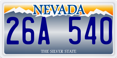 NV license plate 26A540