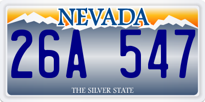 NV license plate 26A547