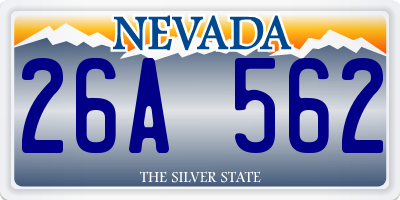 NV license plate 26A562