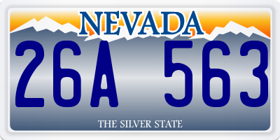 NV license plate 26A563