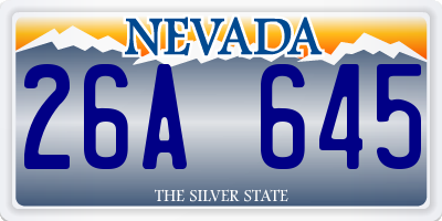 NV license plate 26A645
