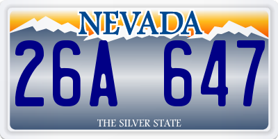 NV license plate 26A647