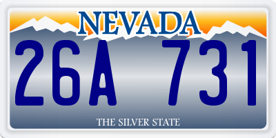 NV license plate 26A731