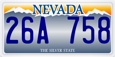 NV license plate 26A758