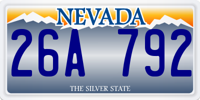 NV license plate 26A792
