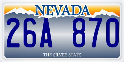 NV license plate 26A870