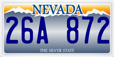 NV license plate 26A872