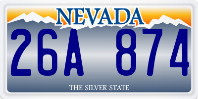 NV license plate 26A874