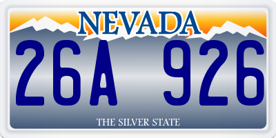 NV license plate 26A926