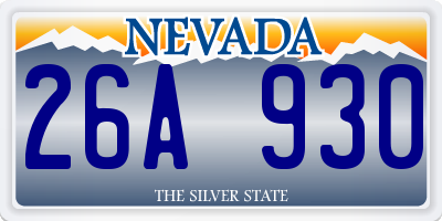 NV license plate 26A930