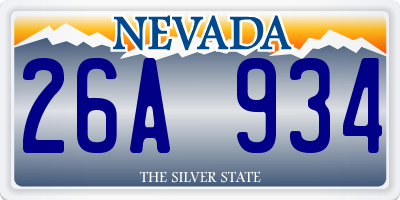 NV license plate 26A934