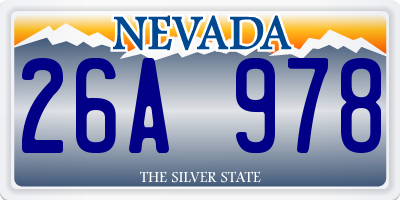 NV license plate 26A978