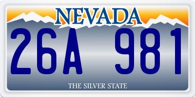 NV license plate 26A981